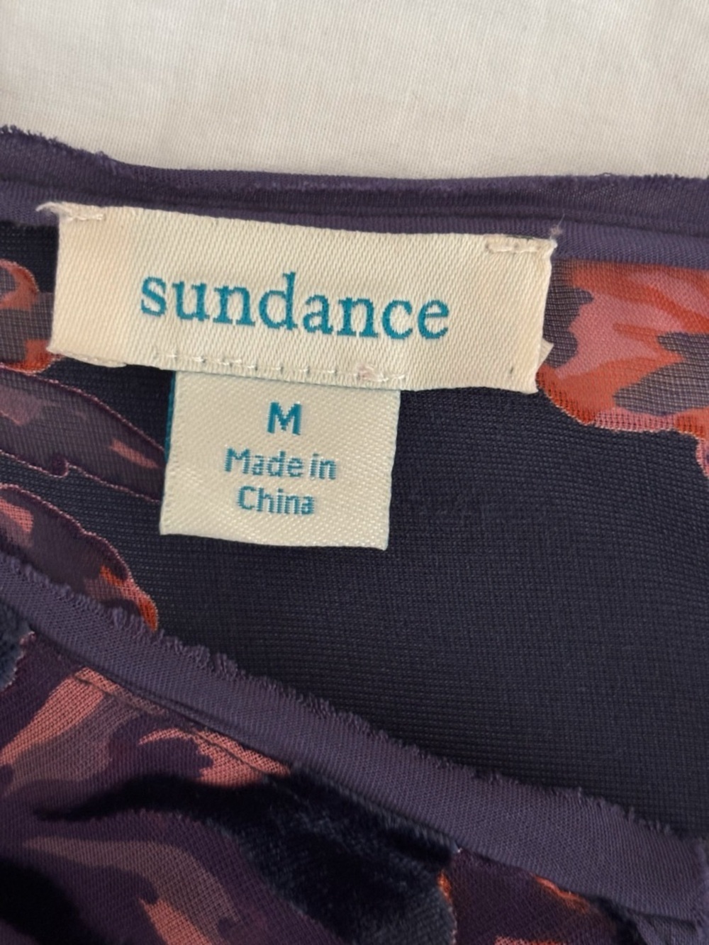 Sundance Blue Floral Burnout Velvet Silk Blend Blouse Medium Bohemian - Picture 6 of 7